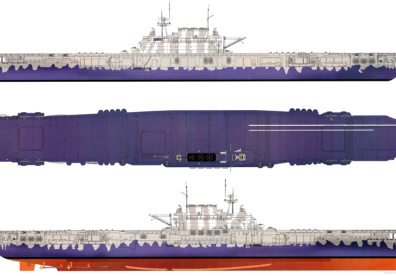 Авианосец USS CV-8 Hornet 1942 [Aircraft Carrier] - чертежи, габариты, рисунки